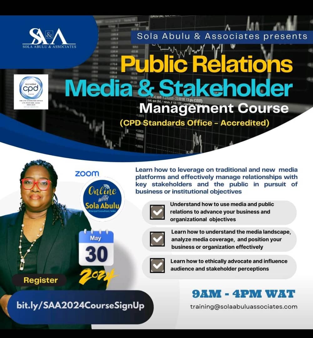 Public relations, media and stakeholder management course in Africa